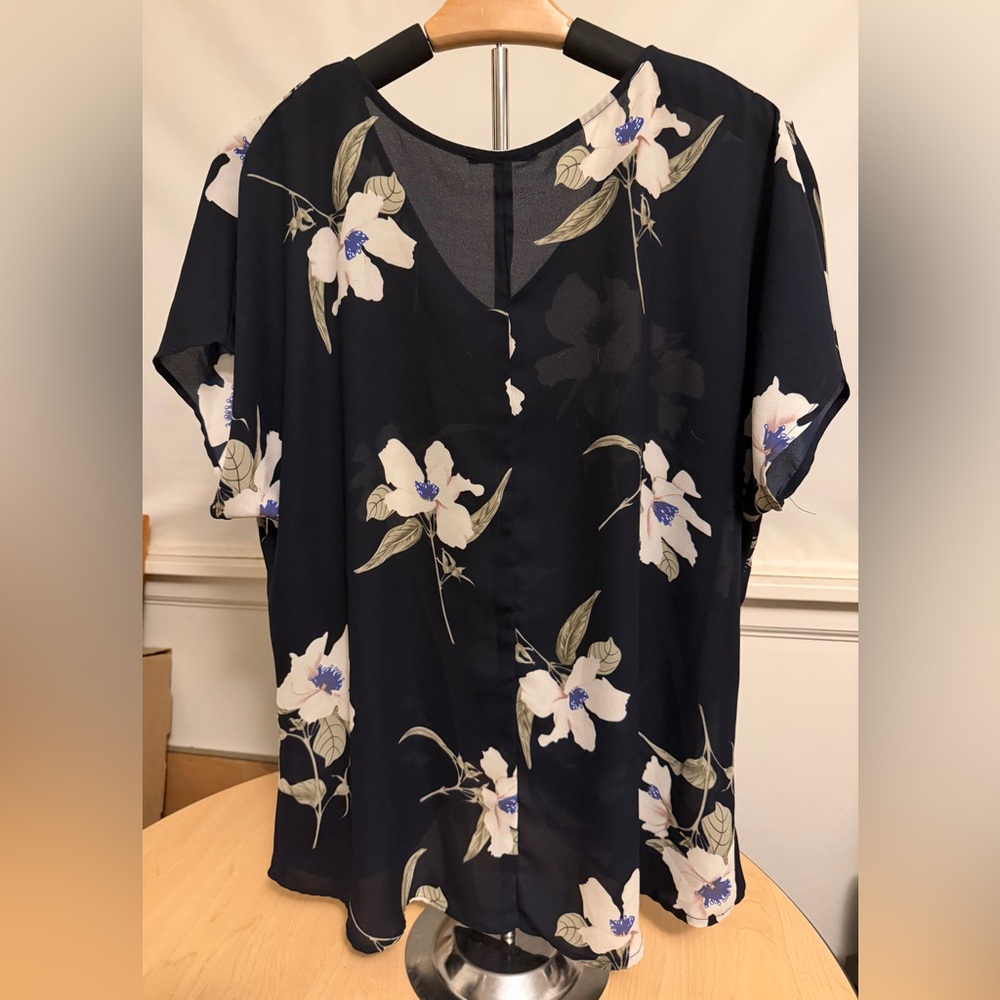 West Kei Dark Blue Floral Blouse